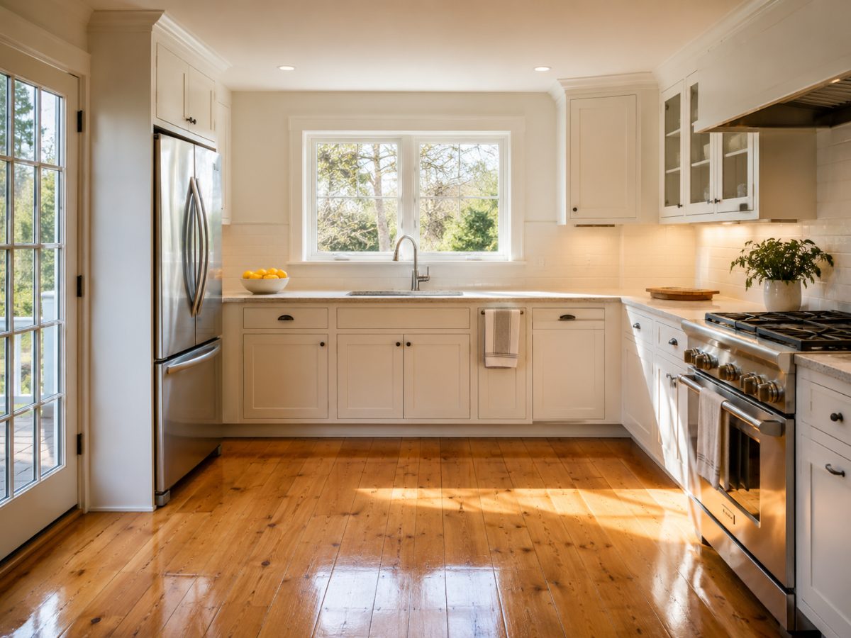 A clean, sunlit kitchen after a cleaning visit